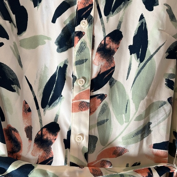 A new day shirt, dress tie waist front button, long sleeve dress - Picture 2 of 4